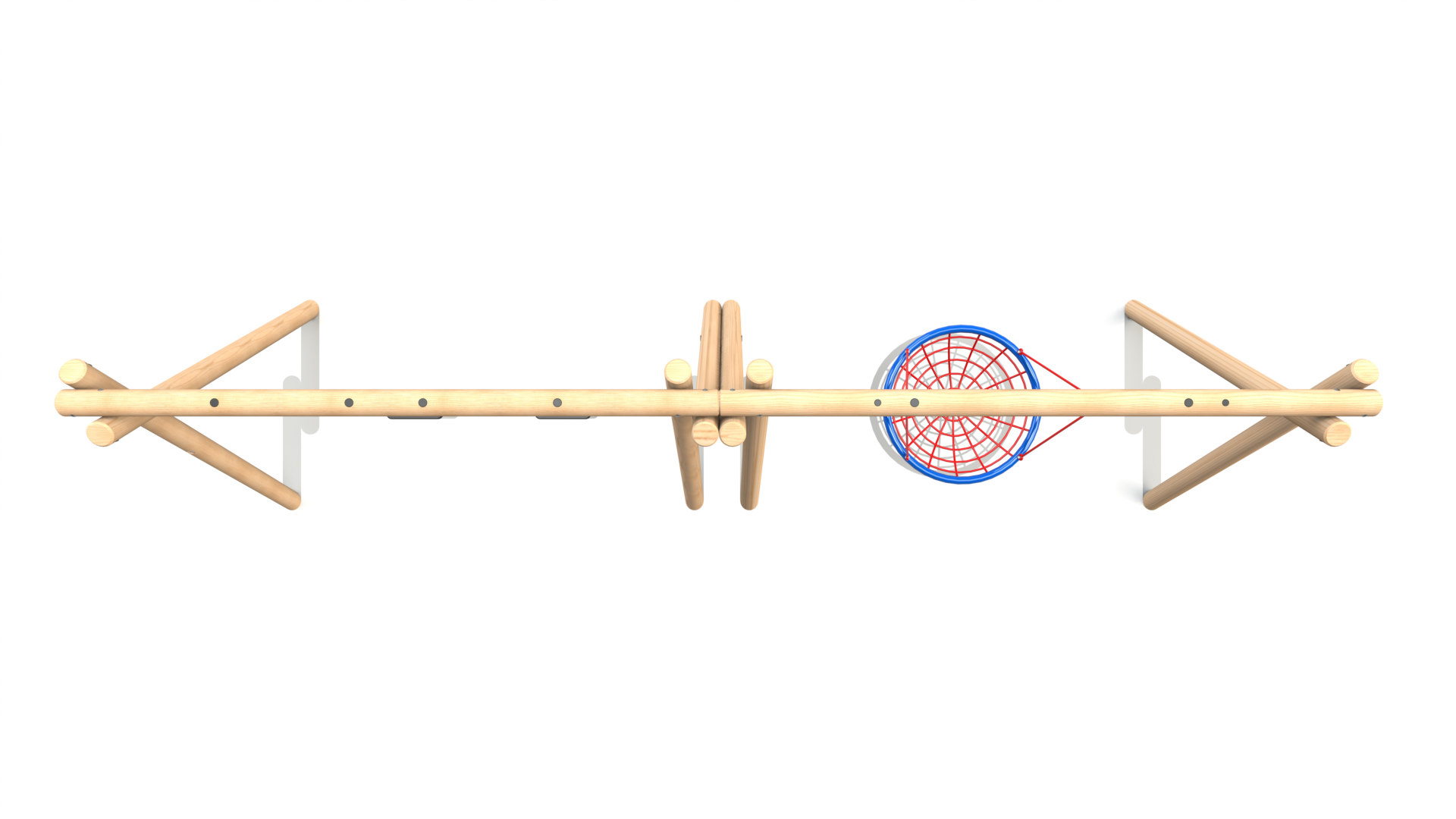 Double Bay Inclusive Timber Swing - 1 no. Group Swing and 2 no. Flat Seats