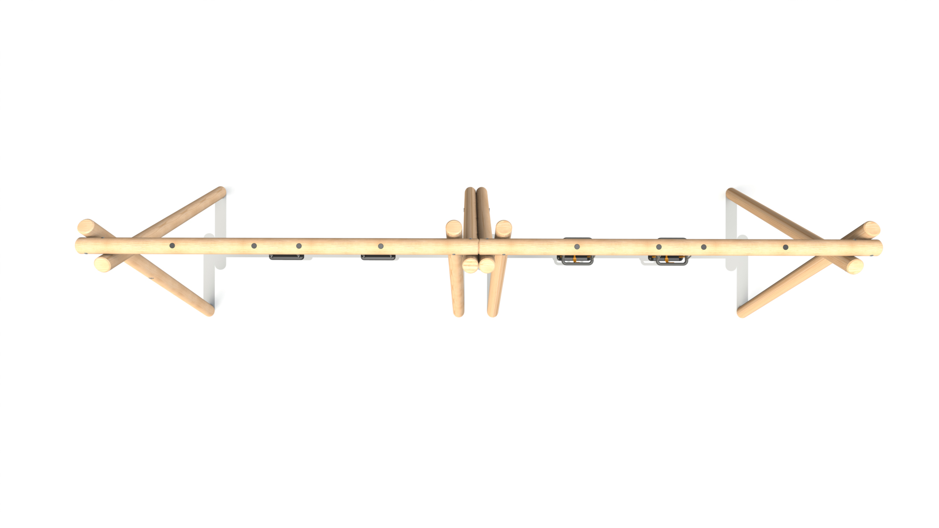 Double Bay Timber Swing Frame - 2 no. Flat Swings and 2 no. Cradle Swing Seats.