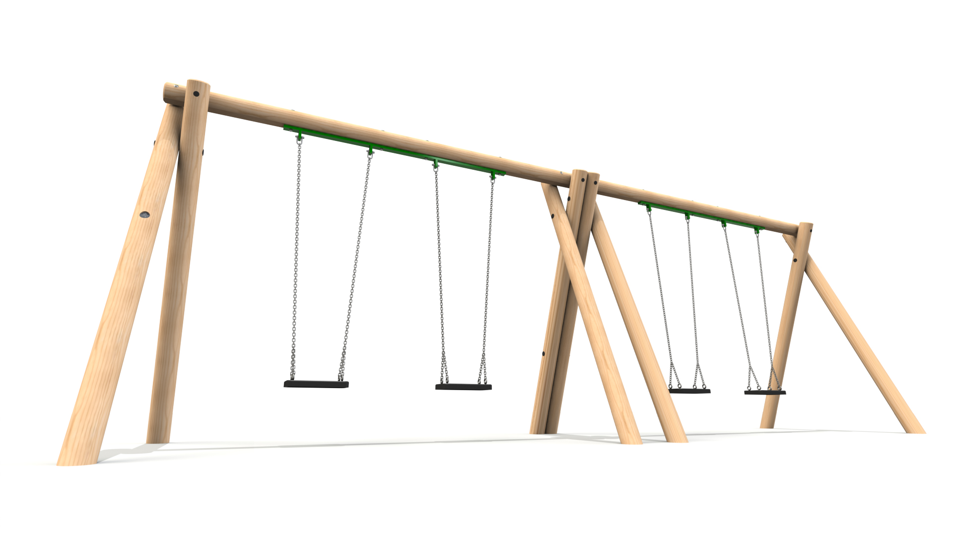 Double Timber Swing Frame - 4 no. Flat Swing Seats (2.4)