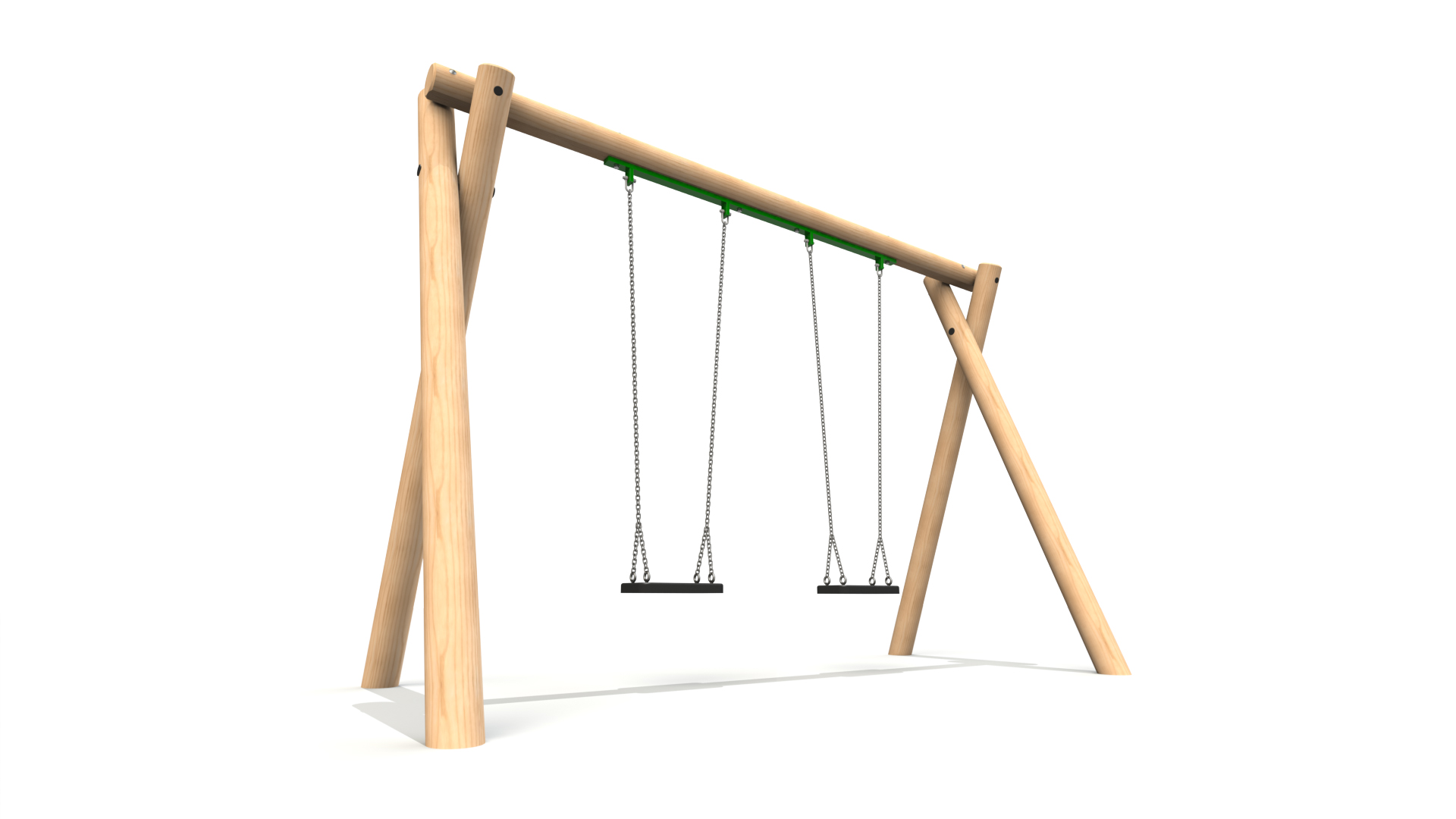 Single Bay Timber Swing - 2 no. Flat Swing Seats (2.4m).