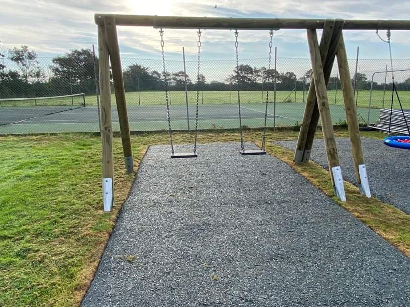 Double Bay Inclusive Timber Swing - 1 no. Group Swing and 2 no. Flat Seats
