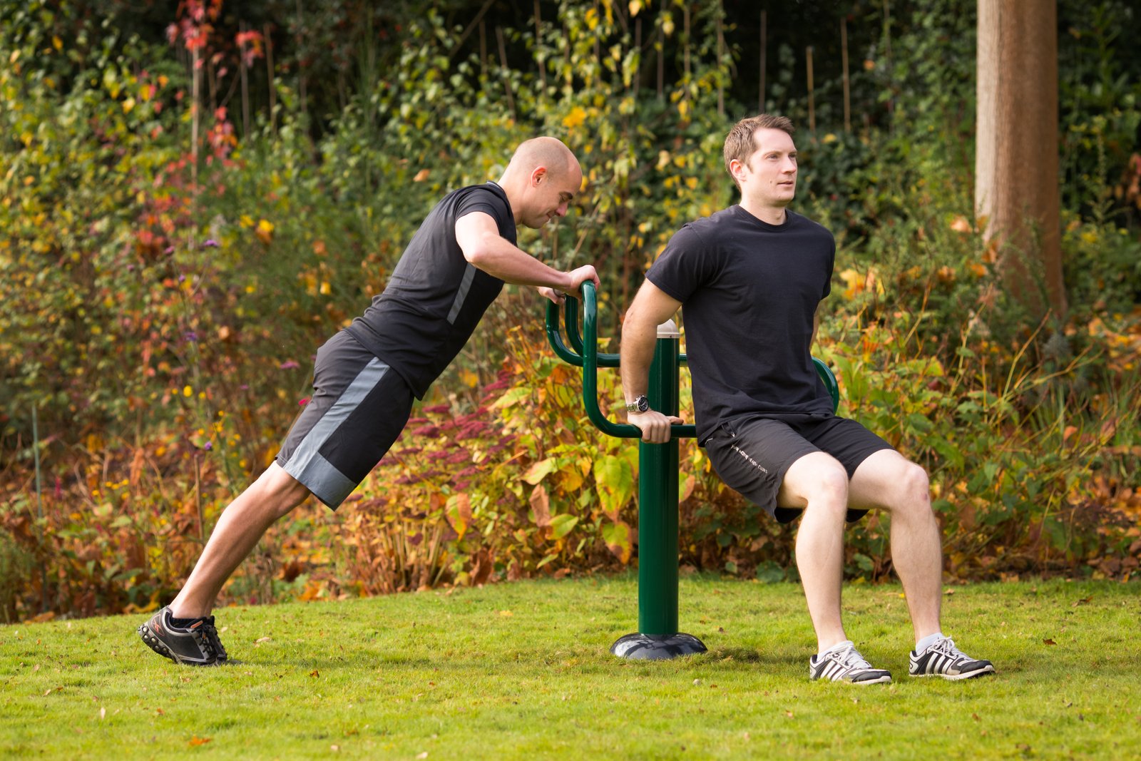 Push Up Station & Leg Stretch 